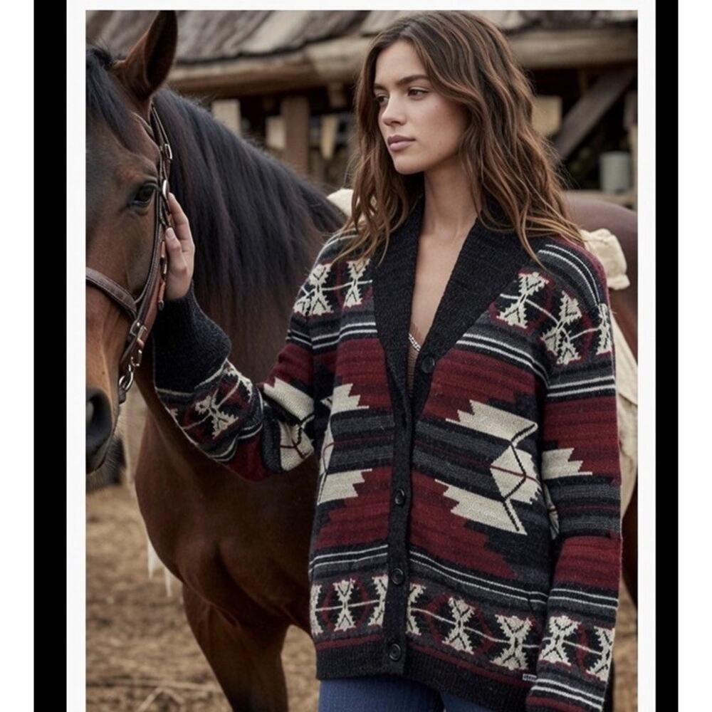 Ralph Lauren X Denim & Supply Cardigan PeopleSweater XS Aztec Southwestern Free